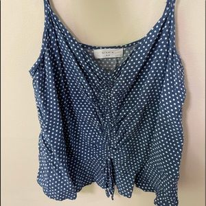 Blue Ruffle Polka Dot Tank Top